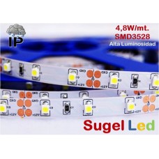 Tira LED 5 mts Flexible 24W 300 Led SMD 3528 IP54 Blanco Frío Alta Luminosidad